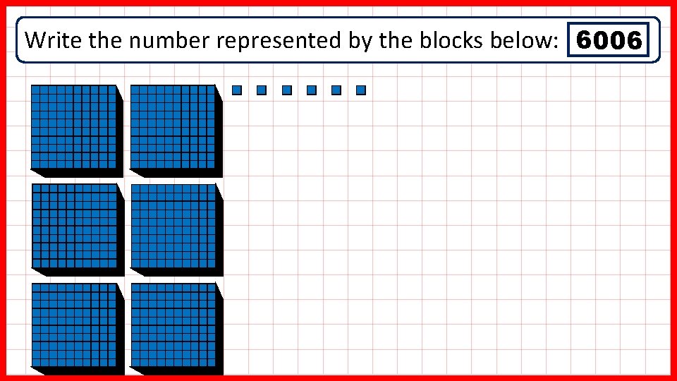 Write the number represented by the blocks below: 6006 