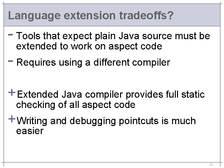 Language extension tradeoffs? - Tools that expect plain Java source must be extended to