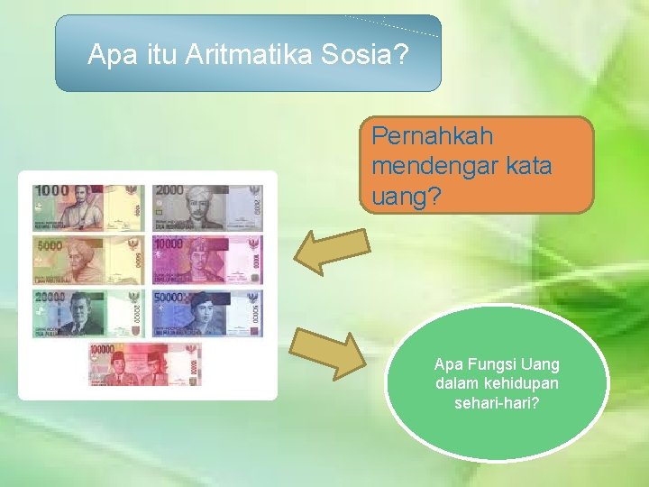 Apa itu Aritmatika Sosia? Pernahkah mendengar kata uang? Apa Fungsi Uang dalam kehidupan sehari-hari?
