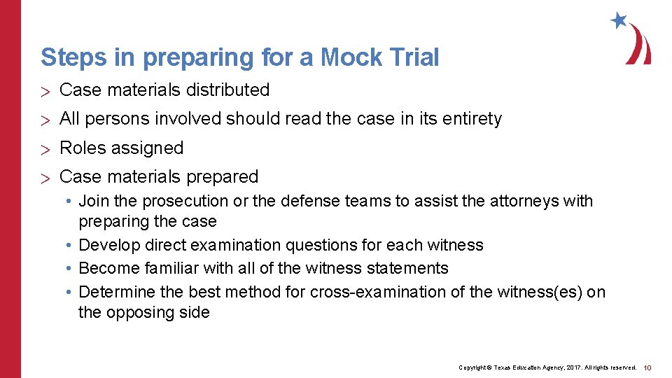 Steps in preparing for a Mock Trial > Case materials distributed > All persons