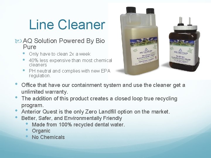 Line Cleaner AQ Solution Powered By Bio Pure • • Only have to clean