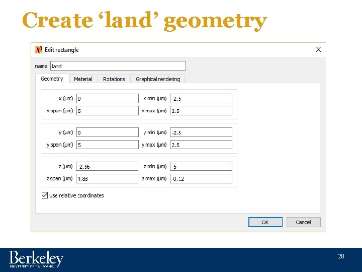 Create ‘land’ geometry 28 
