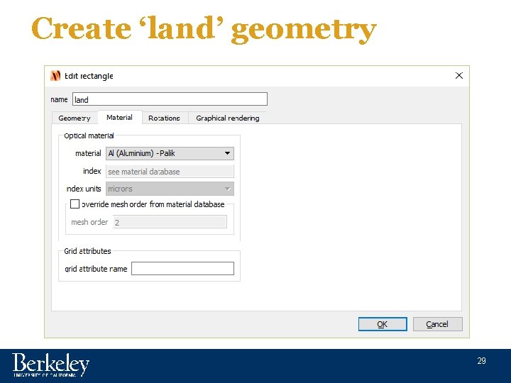 Create ‘land’ geometry 29 