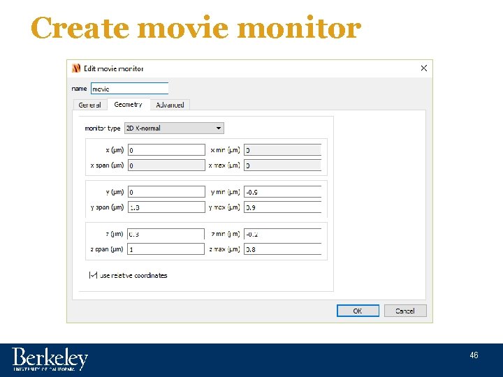 Create movie monitor 46 