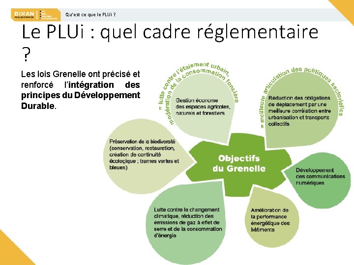 Qu’est ce que le PLUi ? Le PLUi : quel cadre réglementaire ? Les