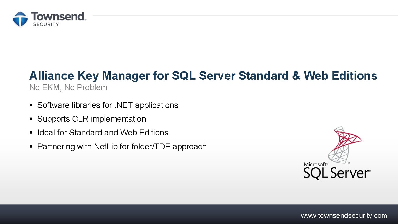 Alliance Key Manager for SQL Server Standard & Web Editions No EKM, No Problem