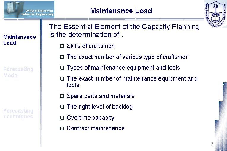 Maintenance Load Industrial Engineering Maintenance Load Forecasting Model Forecasting Techniques The Essential Element of