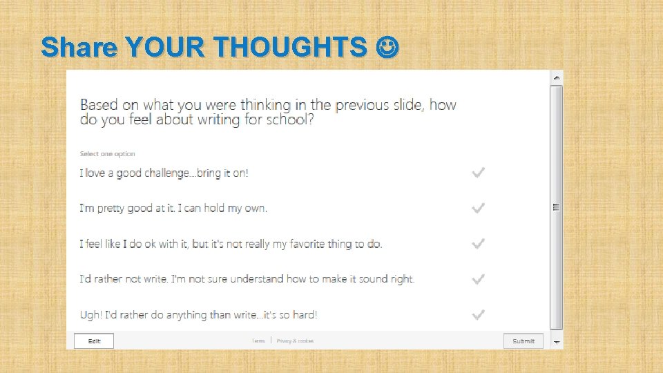 Share YOUR THOUGHTS Share YOUR THOUGHTS