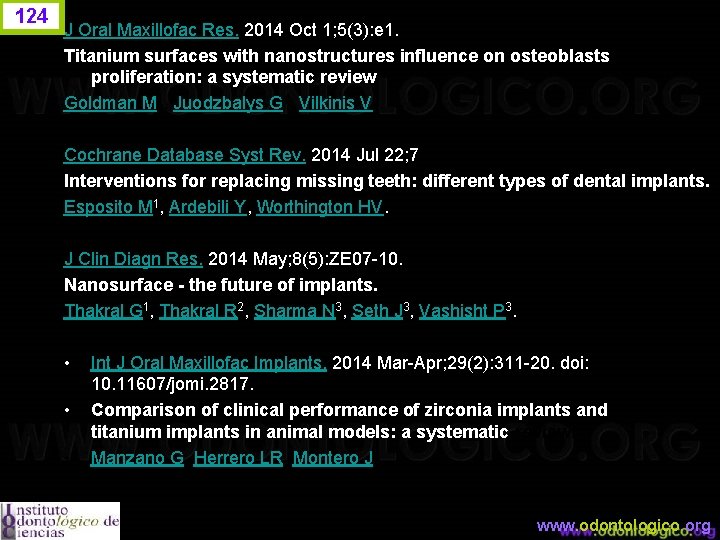 124 J Oral Maxillofac Res. 2014 Oct 1; 5(3): e 1. Titanium surfaces with