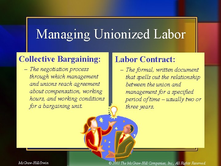 Managing Unionized Labor Collective Bargaining: – The negotiation process through which management and unions