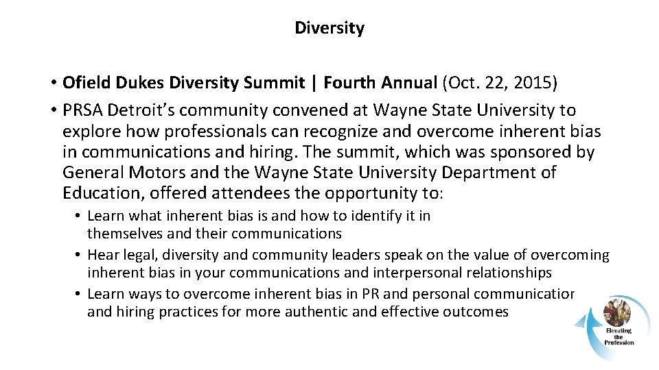 Diversity • Ofield Dukes Diversity Summit | Fourth Annual (Oct. 22, 2015) • PRSA