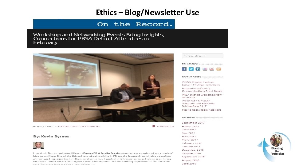 Ethics – Blog/Newsletter Use 