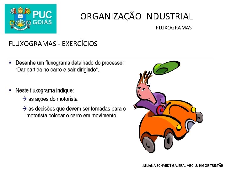 ORGANIZAÇÃO INDUSTRIAL FLUXOGRAMAS - EXERCÍCIOS JULIANA SCHMIDT GALERA, MSC. & HIGOR TRISTÃ0 