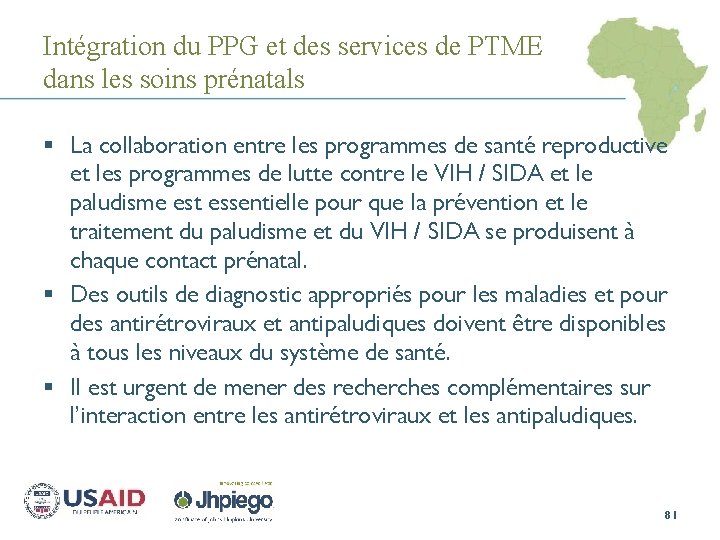 Intégration du PPG et des services de PTME dans les soins prénatals § La