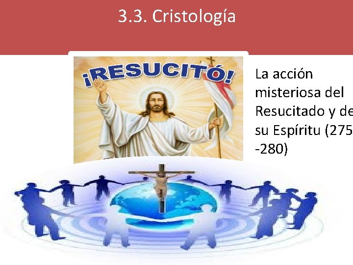 3. 3. Cristología La acción misteriosa del Resucitado y de su Espíritu (275 -280)