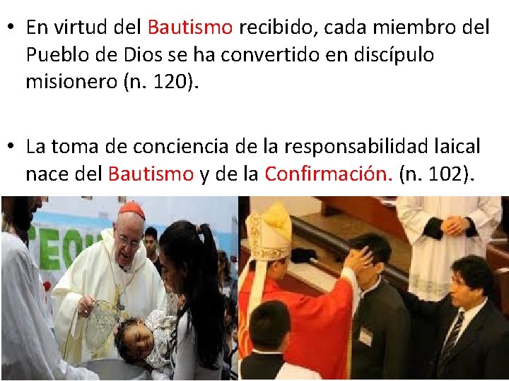  • En virtud del Bautismo recibido, cada miembro del Pueblo de Dios se