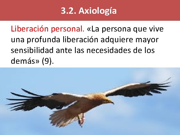 3. 2. Axiología Liberación personal. «La persona que vive una profunda liberación adquiere mayor
