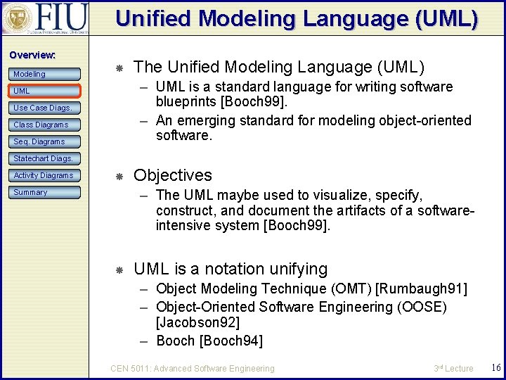 Unified Modeling Language (UML) Overview: Modeling The Unified Modeling Language (UML) – UML is