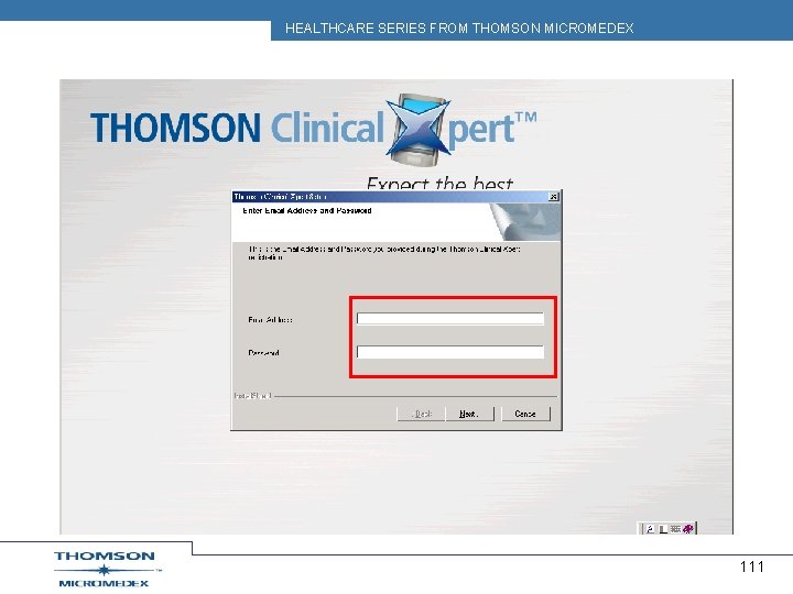 HEALTHCARE SERIES FROM THOMSON MICROMEDEX 111 