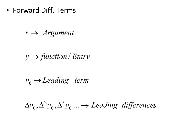  • Forward Diff. Terms 