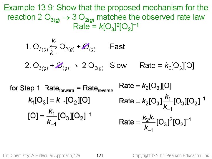 Example 13. 9: Show that the proposed mechanism for the reaction 2 O 3(g)