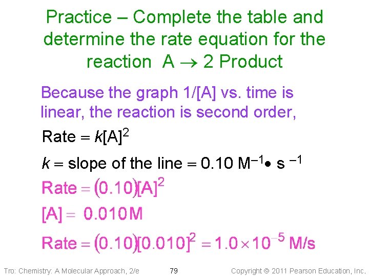 Practice – Complete the table and determine the rate equation for the reaction A