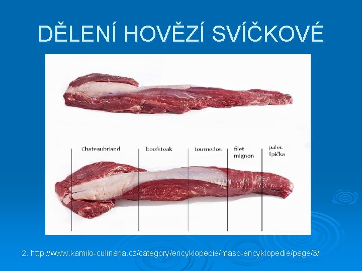 DĚLENÍ HOVĚZÍ SVÍČKOVÉ 2. http: //www. kamilo-culinaria. cz/category/encyklopedie/maso-encyklopedie/page/3/ 