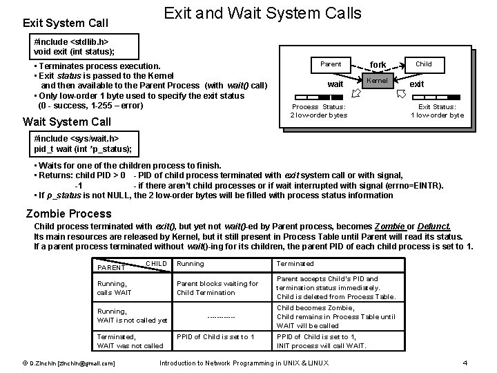 Exit System Call Exit and Wait System Calls #include <stdlib. h> void exit (int