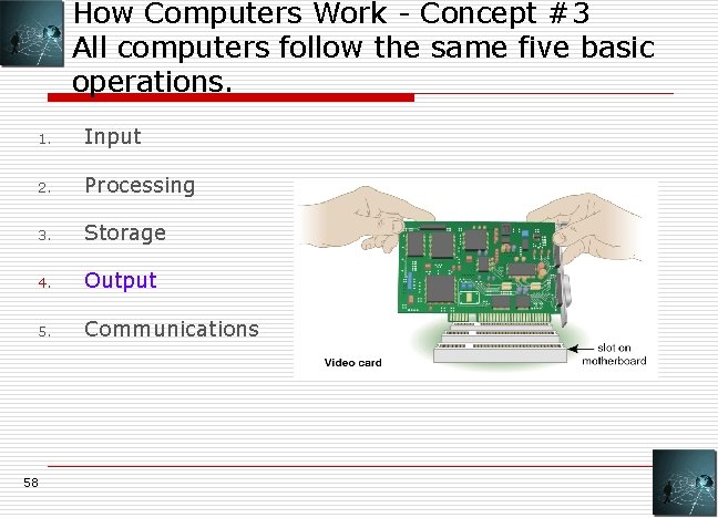 How Computers Work - Concept #3 All computers follow the same five basic operations.