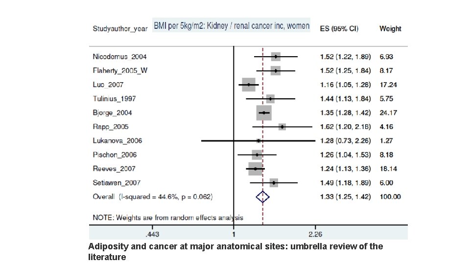 Adiposity and cancer at major anatomical sites: umbrella review of the literature 