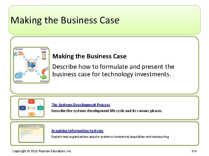 Making the Business Case Describe how to formulate and present the business case for