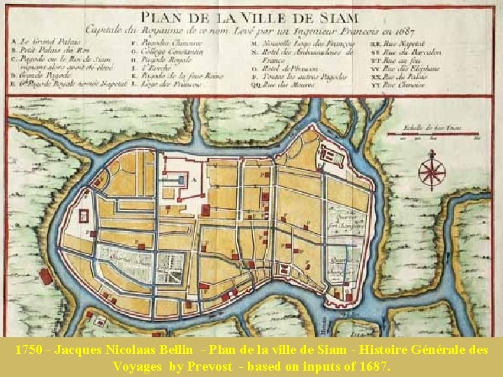 1750 - Jacques Nicolaas Bellin - Plan de la ville de Siam - Histoire