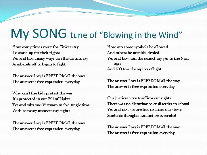 My SONG tune of “Blowing in the Wind” How many times must the Tinkers