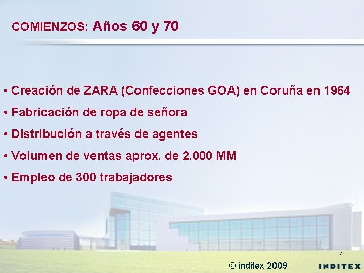 COMIENZOS: Años 60 y 70 • Creación de ZARA (Confecciones GOA) en Coruña en