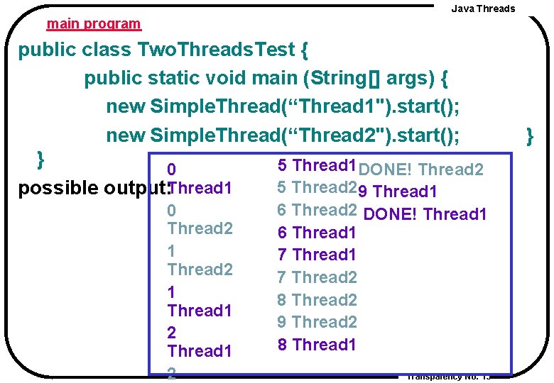 Java Threads main program public class Two. Threads. Test { public static void main