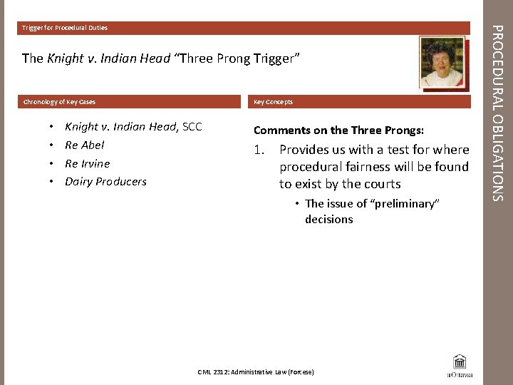 The Knight v. Indian Head “Three Prong Trigger” Chronology of Key Cases • •