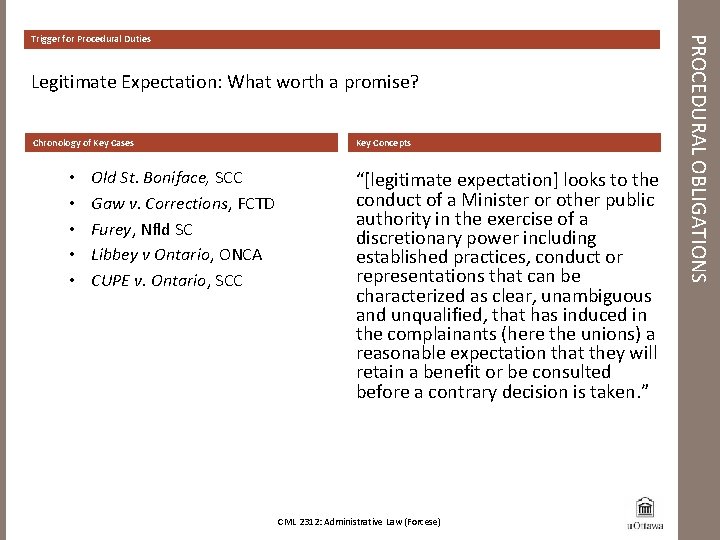 Legitimate Expectation: What worth a promise? Chronology of Key Cases • • • Old