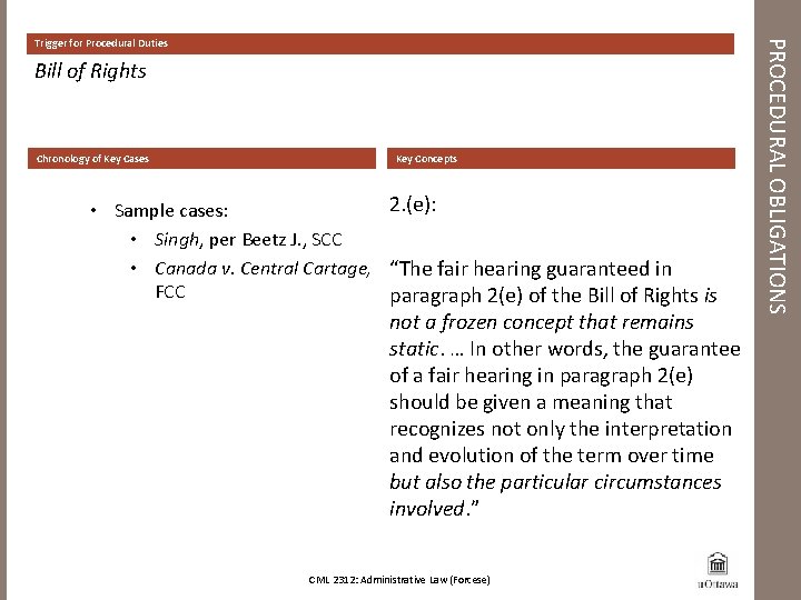 Bill of Rights Chronology of Key Cases Key Concepts 2. (e): • Sample cases: