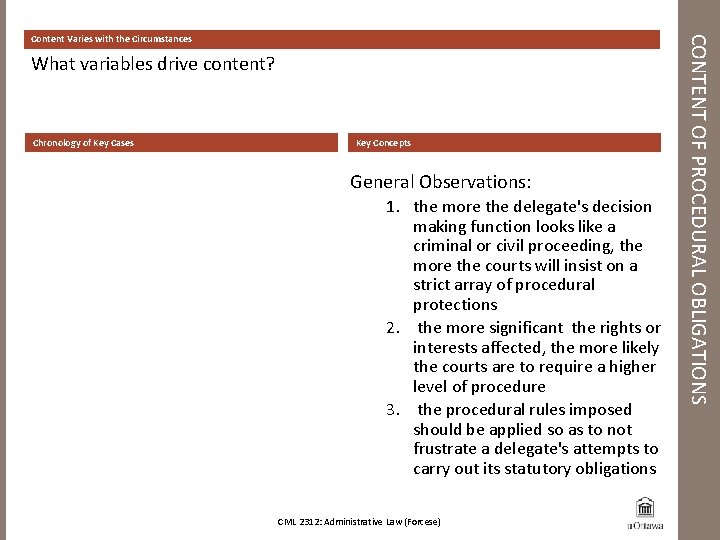 What variables drive content? Chronology of Key Cases Key Concepts General Observations: 1. the