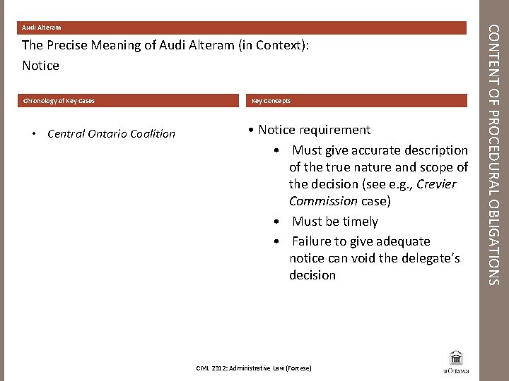 The Precise Meaning of Audi Alteram (in Context): Notice Chronology of Key Cases •