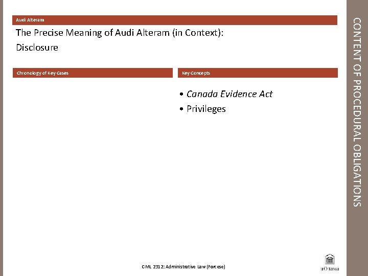 The Precise Meaning of Audi Alteram (in Context): Disclosure Chronology of Key Cases Key