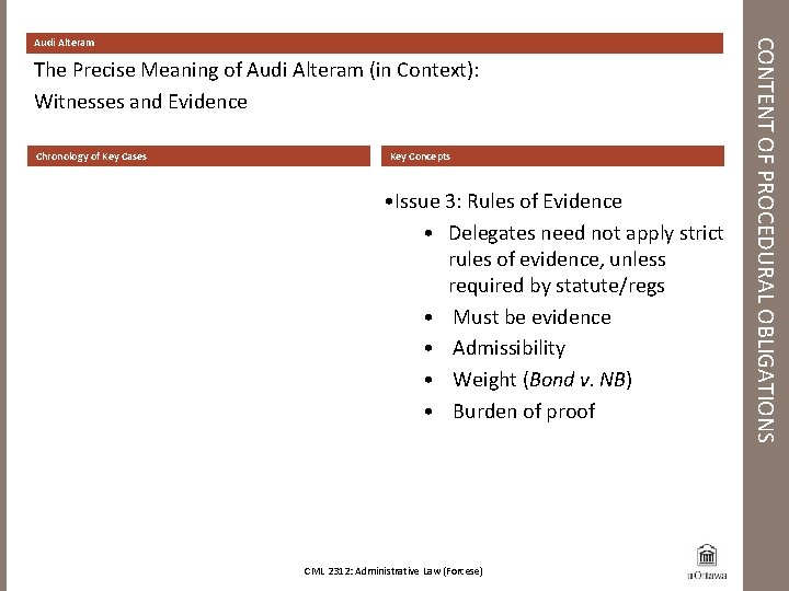 The Precise Meaning of Audi Alteram (in Context): Witnesses and Evidence Chronology of Key