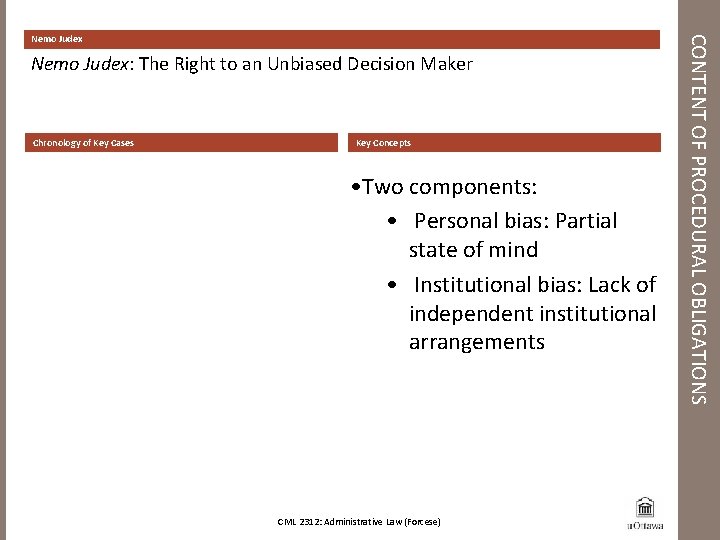 Nemo Judex: The Right to an Unbiased Decision Maker Chronology of Key Cases Key