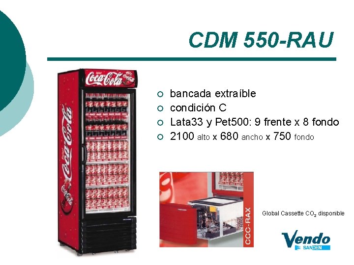 CDM 550 -RAU ¡ ¡ bancada extraíble condición C Lata 33 y Pet 500: