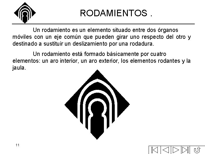 RODAMIENTOS. Un rodamiento es un elemento situado entre dos órganos móviles con un eje RODAMIENTOS. Un rodamiento es un elemento situado entre dos órganos móviles con un eje