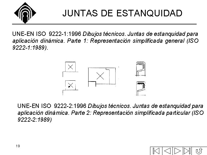 JUNTAS DE ESTANQUIDAD UNE-EN ISO 9222 -1: 1996 Dibujos técnicos. Juntas de estanquidad para JUNTAS DE ESTANQUIDAD UNE-EN ISO 9222 -1: 1996 Dibujos técnicos. Juntas de estanquidad para