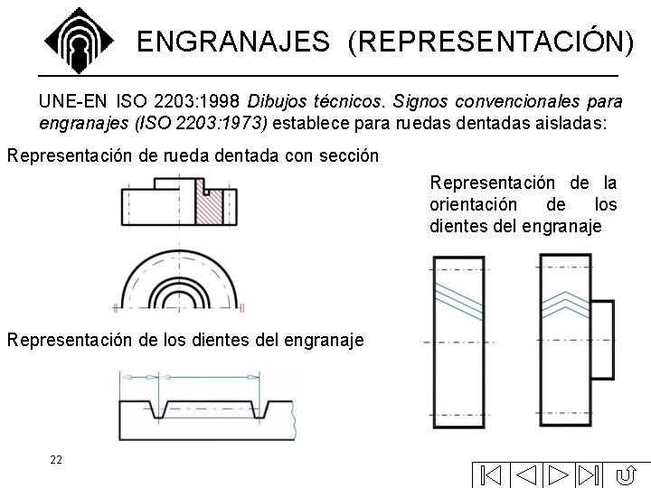ENGRANAJES (REPRESENTACIÓN) UNE-EN ISO 2203: 1998 Dibujos técnicos. Signos convencionales para engranajes (ISO 2203: ENGRANAJES (REPRESENTACIÓN) UNE-EN ISO 2203: 1998 Dibujos técnicos. Signos convencionales para engranajes (ISO 2203: