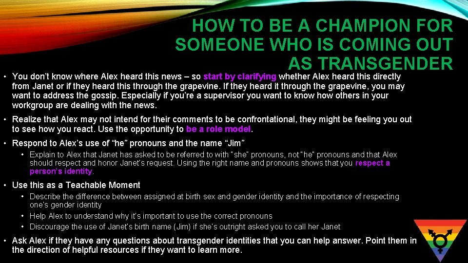 HOW TO BE A CHAMPION FOR SOMEONE WHO IS COMING OUT AS TRANSGENDER •