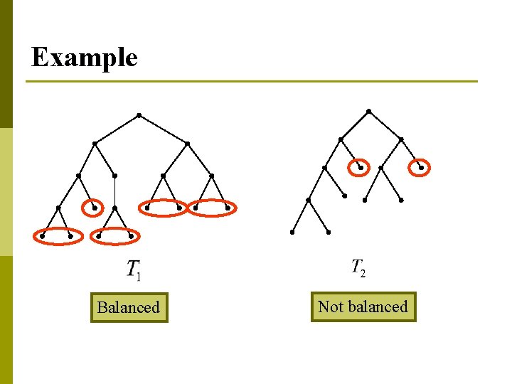 Example Balanced Not balanced 