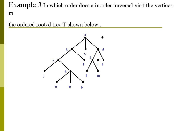 Example 3 In which order does a inorder traversal visit the vertices in the